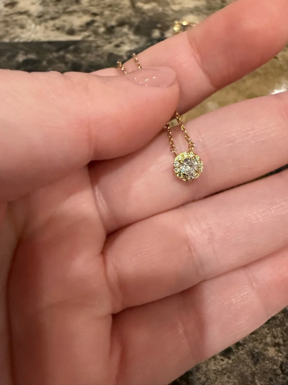 Henri Bendel Gold Tone Pave Diamond-Style Halo Necklace - Picture 3 of 10